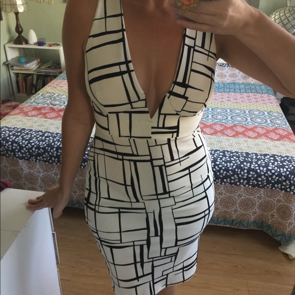Deep V neck cocktail dress